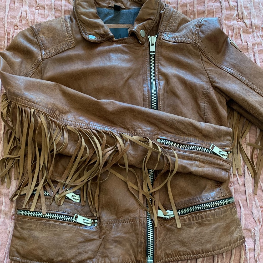 Fringed Brown Leather Jacket